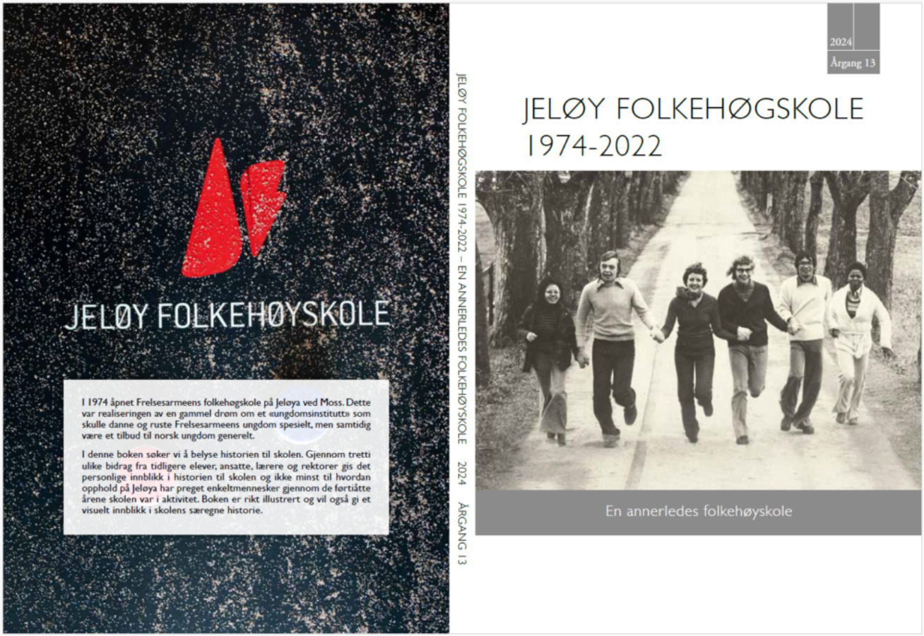 Foto: Av fram og baksiden av en bok. På coveret er det et svart-hvitt-bilde av seks unge mennesker som løper opp en allé mens de holder hverandre i hendene.