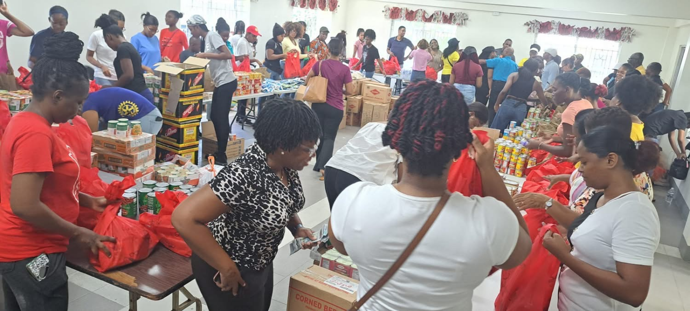 Volunteers Packing food hampers Jamaica Eastern Division JPG